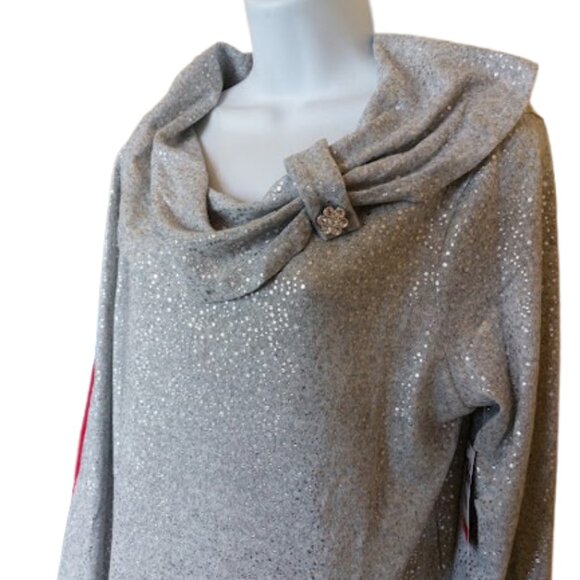 Long Sleeve Silvery Gray Light Weight Sweater Size XL NEW NWT - Picture 2 of 3
